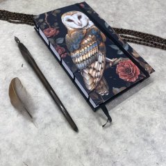 Cestovatelský tečkovaný zápisník Sova pálená v růžích