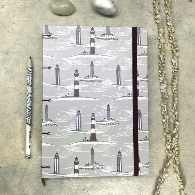 Tečkovaný zápisník s majáky + kolekce samolepek Papuchalk