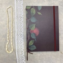 Tečkovaný zápisník hnědý s jablkem