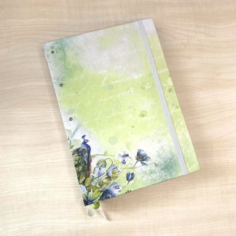 Tečkovaný zápisník Secret garden s pávem