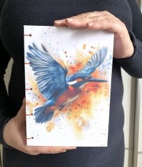 Tečkovaný zápisník A5: ledňáček v oranžovém