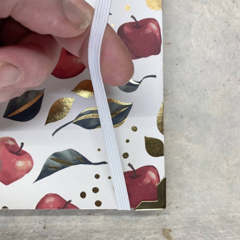 Tečkovaný zápisník s jablky a zlatými listy