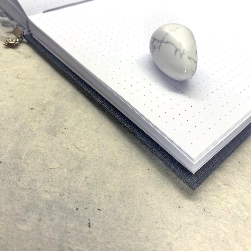 Tečkovaný zápisník s mušlemi + kolekce samolepek Papuchalk