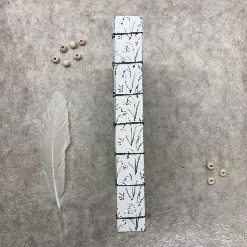 Tečkovaný zápisník zelenkavý se sněženkami