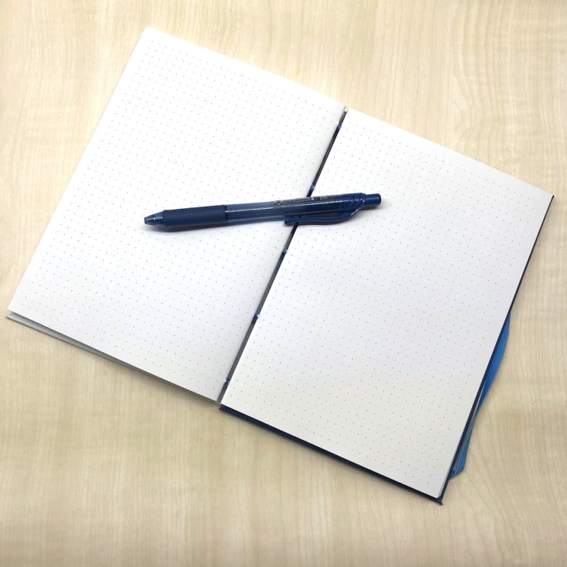 Tečkovaný zápisník A5: ledňáček v modrém