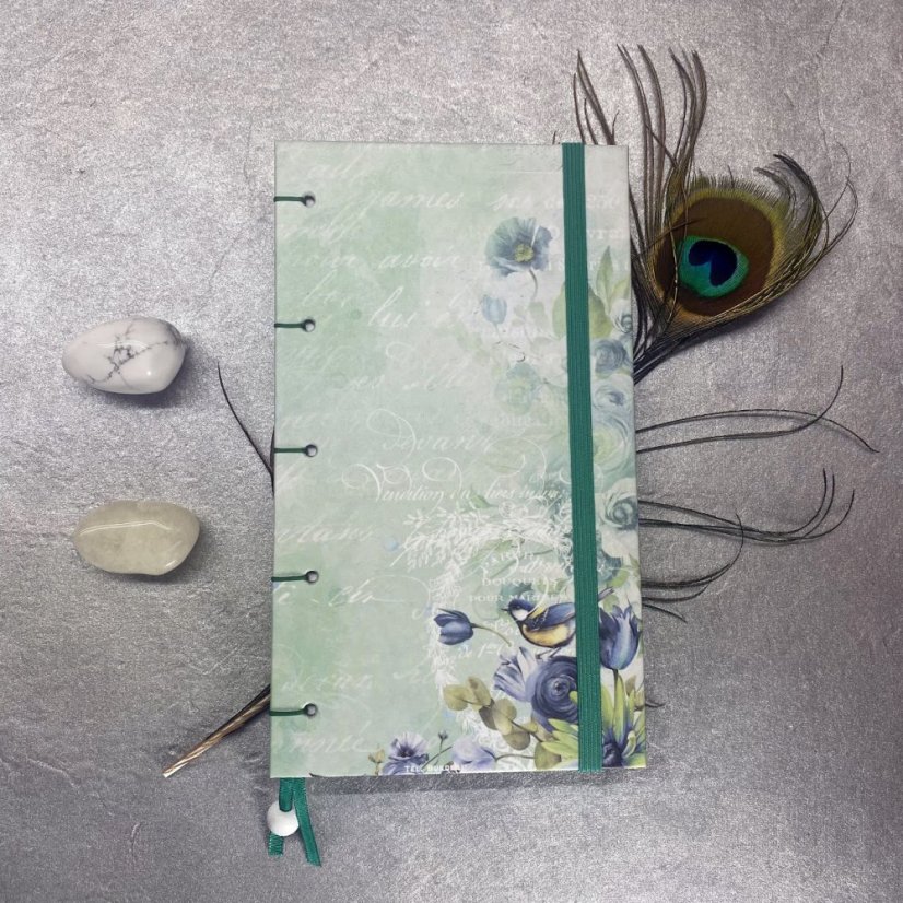 Tečkovaný cestovatelský zápisník Secret garden se sýkorkou