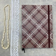 Tečkovaný zápisník hnědý tartan