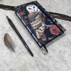 Cestovatelský tečkovaný zápisník Sova pálená v růžích