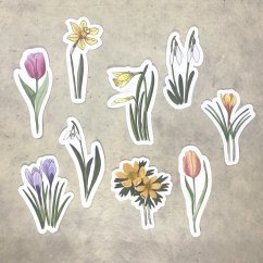 Jarní květiny - sada kusových samolepek