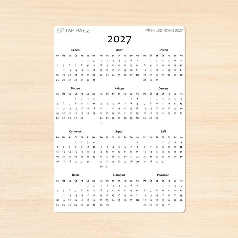 Přehledový kalendář 2027