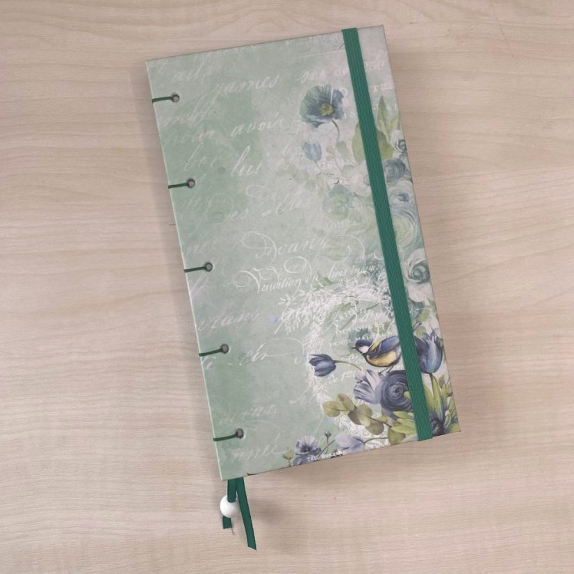 Tečkovaný cestovatelský zápisník Secret garden se sýkorkou