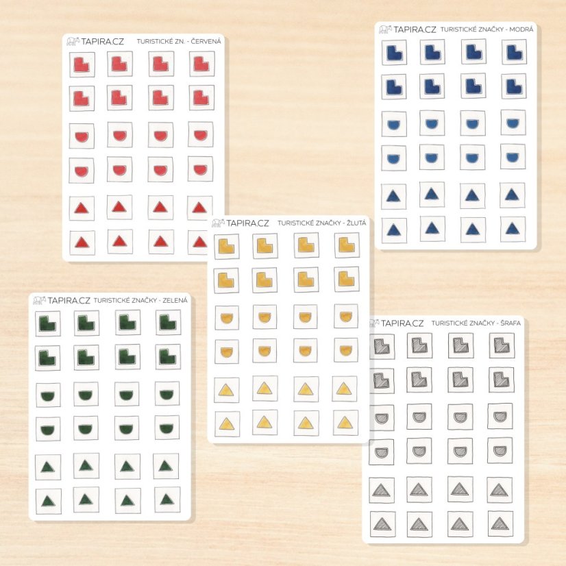 Turistické značky: zřícenina, studánka, výstup na vrchol