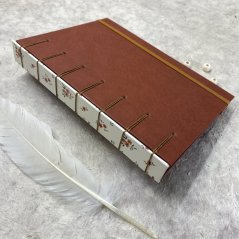 Tečkovaný zápisník terakota s kytičkami