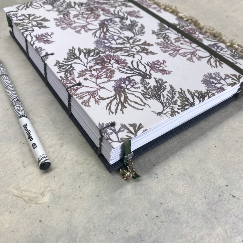 Tečkovaný zápisník s chaluhami + kolekce samolepek Papuchalk