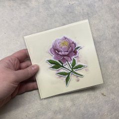 Přáníčko čtvercové s pivoňkou