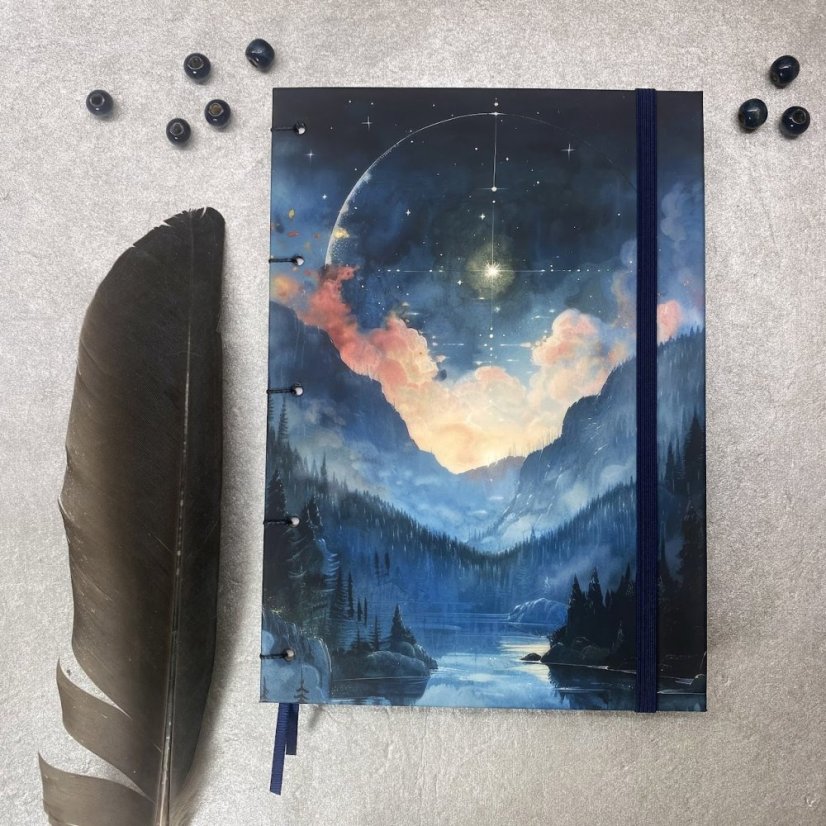 Tečkovaný zápisník Hvězdná obloha v horách